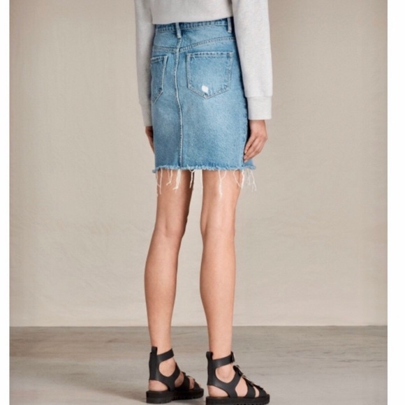 Allsaints KIM Denim Skirt Light Wash Jean Skirt 0 - Picture 2 of 8